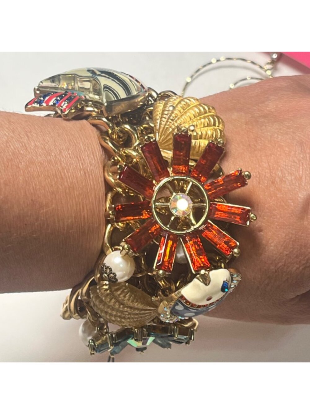 Rare Betsey Johnson Nautical Charm Bracelet & Earrings Set NWT $171 Retail - Picture 2 of 7
